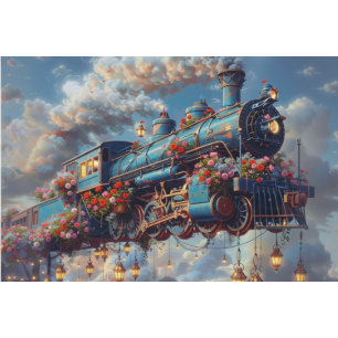 Decoupage Vintag Celestial Express Flying Train Seidenpapier