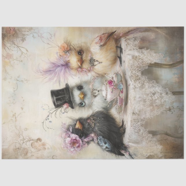 Decoupage Vintag Chicks Teezeremonie Party Pastell Seidenpapier (Vorderseite)
