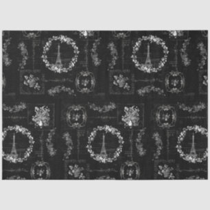 Decoupage Vintag Eiffelturm Black Ephemera Seidenpapier