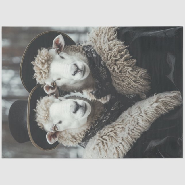 Decoupage Vintag Husband Ehefrau Sheep Seidenpapier (Vorderseite)