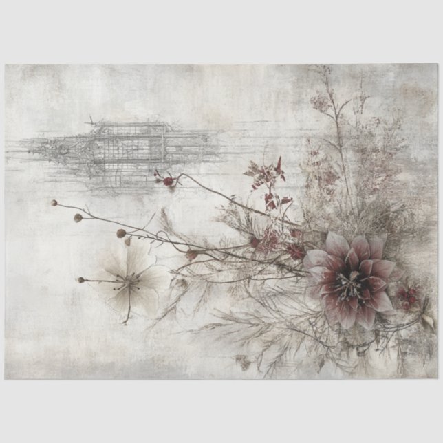 Decoupage Vintag Imitats Wall Weihnachtsdekor Seidenpapier (Vorderseite)