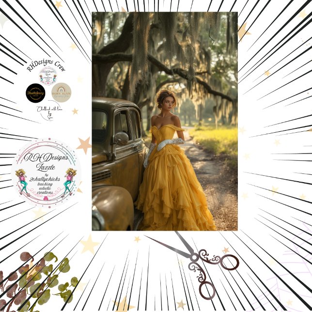 Decoupage Vintag Yellow Car Schöne Frau Seidenpapier (Von Creator hochgeladen)