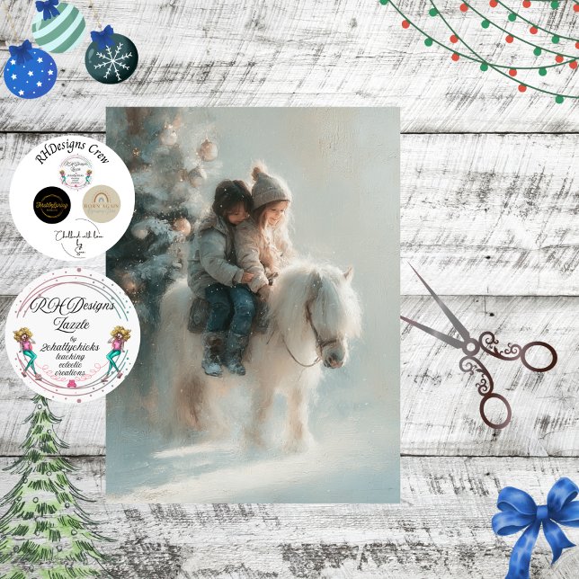 Decoupage Vintage Christmas Children Pony Ride Seidenpapier (Von Creator hochgeladen)