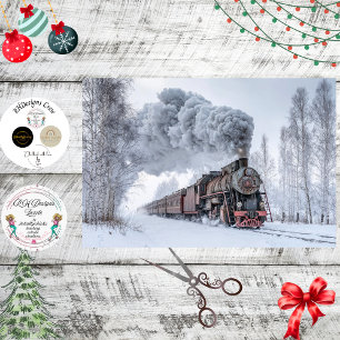 Decoupage Vintage-Dampflokomotive Schnee Seidenpapier