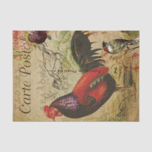 Decoupage Vintage-Ephemera Hahn Farm Postkarte Seidenpapier