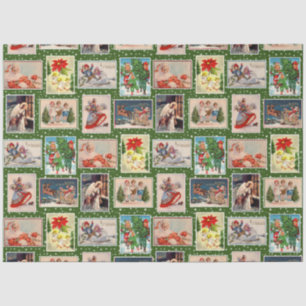 Decoupage Vintage-Weihnachtspostkarte  Seidenpapier