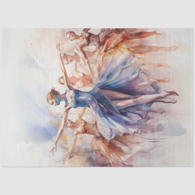 Decoupage Watercolor Ballet Tänzer Flower Colors Seidenpapier (Vorderseite)