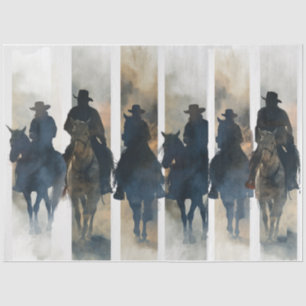 Decoupage Watercolor Collage Brush 6 Cowboys Seidenpapier