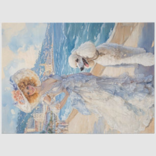 Decoupage Watercolor Elegante Lady Ocean & Poodle Seidenpapier