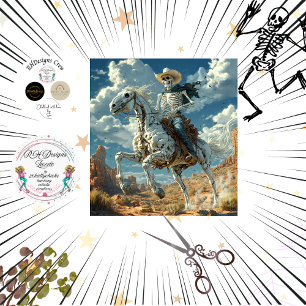 Decoupage Weathered Skeleton Cowboy on Horse Seidenpapier