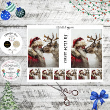 Decoupage Weihnachtsmann Rentier Nase an Nase Kuss