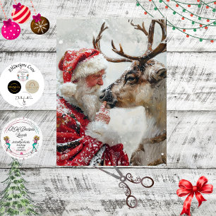 Decoupage Weihnachtsmann-Rentier "Nordpol Whimsy" Seidenpapier