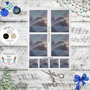 Decoupage-Weihnachtszug Winterlandschaft Irland Seidenpapier