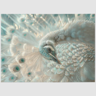 Decoupage Weißer Pfau Frosted Elegance  Seidenpapier