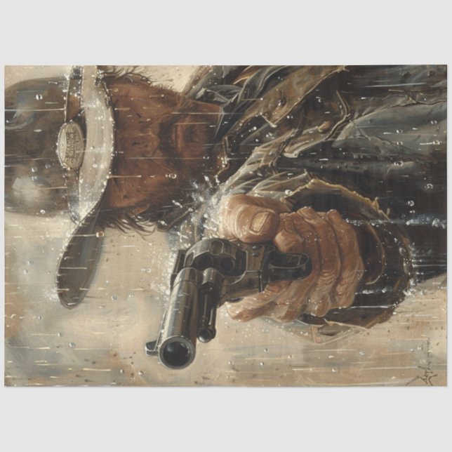 Decoupage Western Classic Cowboy Gunfighter Seidenpapier (Vorderseite)