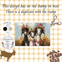 Decoupage Whimsical 3 Goats In Field Seidenpapier