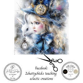 Decoupage Whimsical Alice Adventure & Rabbit  Seidenpapier