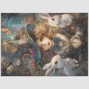 Decoupage Whimsical Alice Wonderland Rabbits Seidenpapier