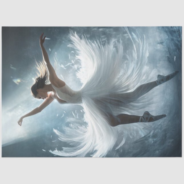 Decoupage Whimsical Ballet Dancer in Weiß Seidenpapier (Vorderseite)