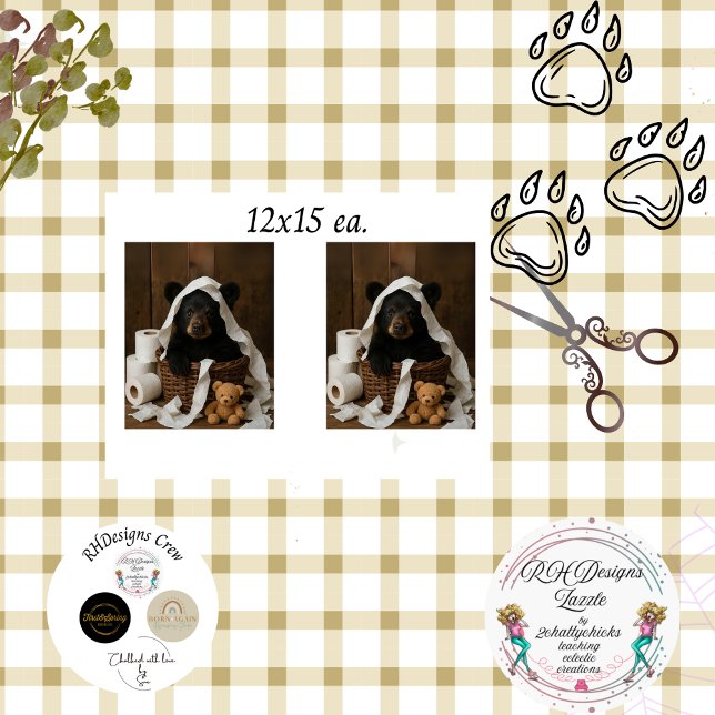 Decoupage Whimsical Bear Cub Toilet Paper Bathroom Seidenpapier (Von Creator hochgeladen)