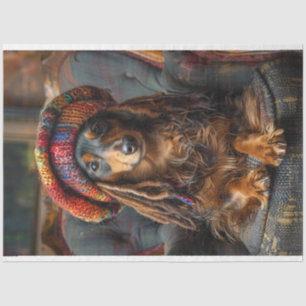 Decoupage Whimsical Boho Dackel Dog Seidenpapier