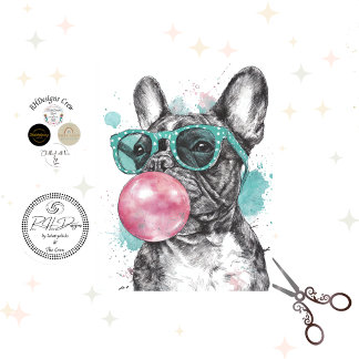 Decoupage Whimsical Bubble Gum Bulldog Seidenpapier