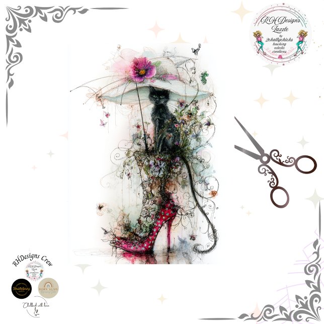 Decoupage Whimsical Cat Parasol Catwalk Companions Seidenpapier (Von Creator hochgeladen)