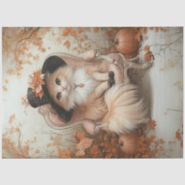 Decoupage Whimsical Cream Cat at Erntedank Seidenpapier