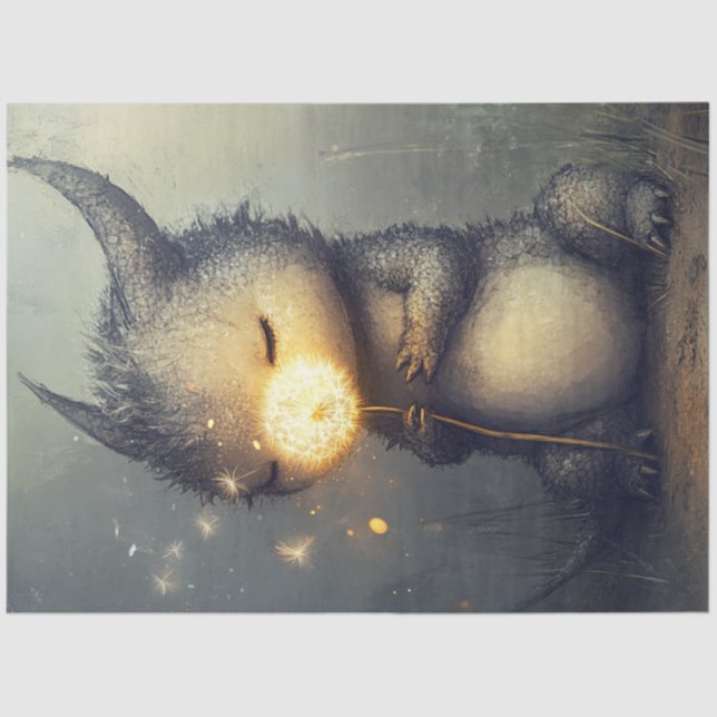 Decoupage Whimsical Creature Dragon Dandeld Seidenpapier (Vorderseite)