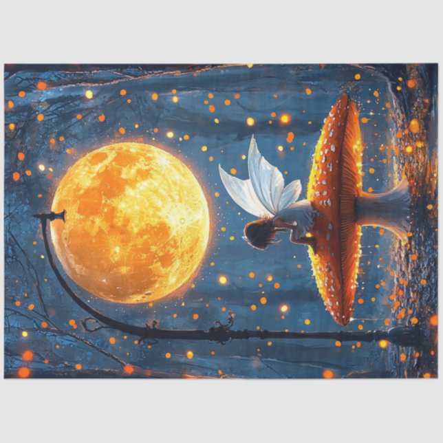 Decoupage Whimsical Fairy Glows Mushroom Seidenpapier (Vorderseite)