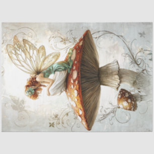 Decoupage Whimsical Fairy Red Mushroom Artwork Seidenpapier