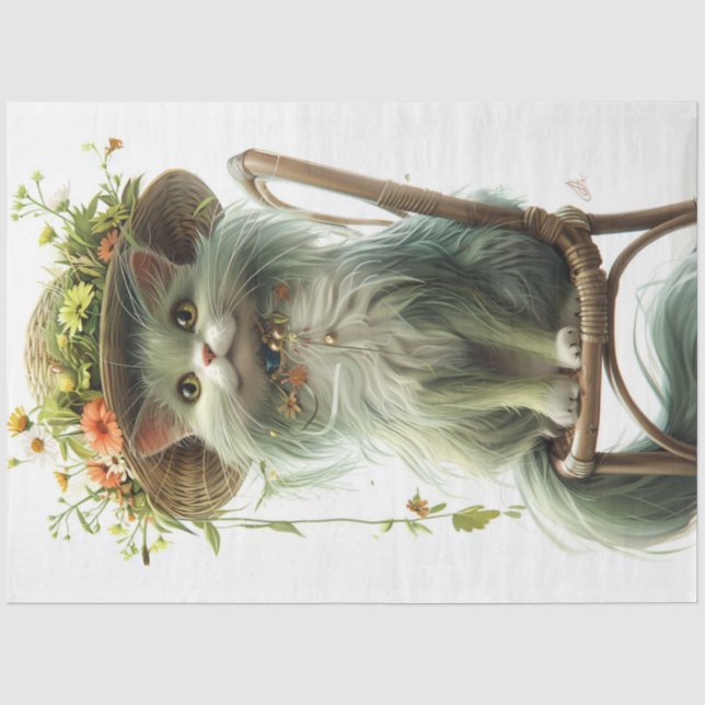 Decoupage Whimsical Flamboyant Cat Whiskers Seidenpapier (Vorderseite)