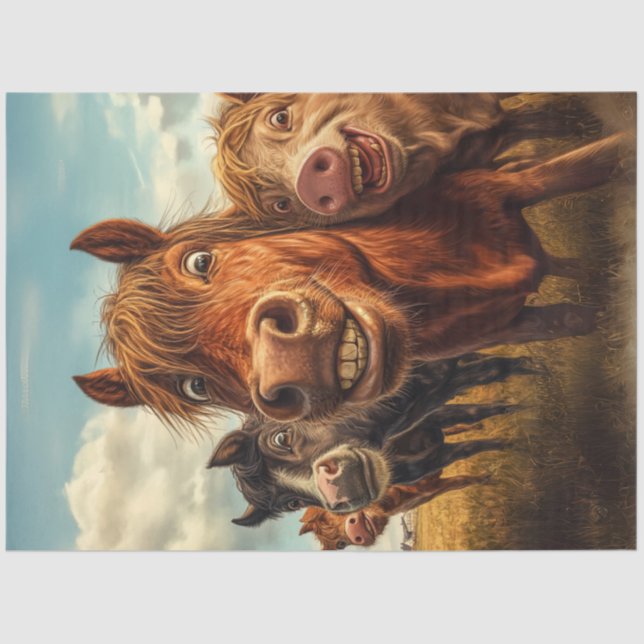 Decoupage Whimsical Funny Animal Pose Seidenpapier (Vorderseite)