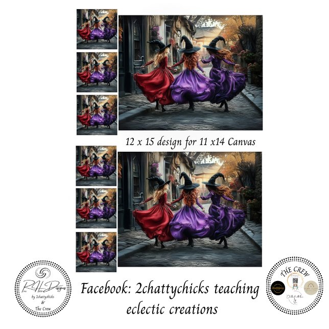 Decoupage Whimsical Halloween Witches 11x14 Canvas Seidenpapier (Von Creator hochgeladen)