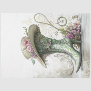 Decoupage Whimsical High Heel Boot Vintag Hat Seidenpapier