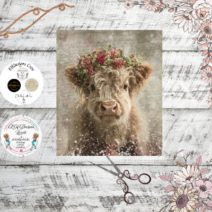 Decoupage Whimsical Highland Calf Floral Crown Seidenpapier