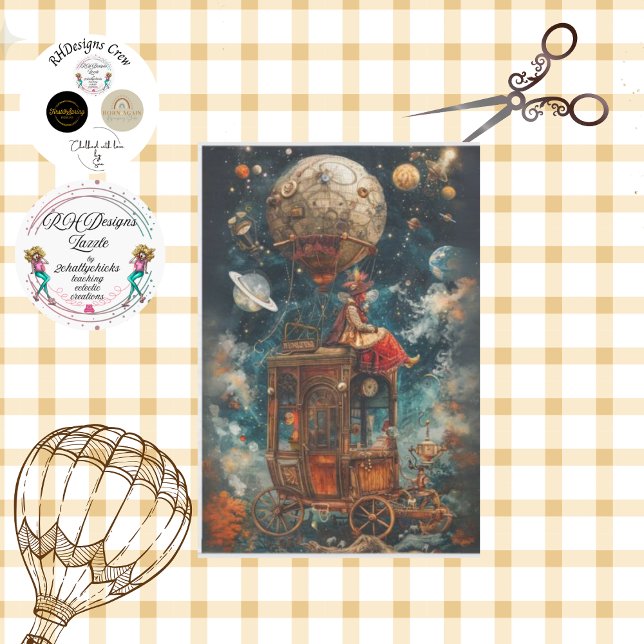Decoupage Whimsical Hot Air Ballonfahrten Seidenpapier (Von Creator hochgeladen)