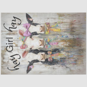Decoupage Whimsical Jersey Calves Hay Girl Hay Seidenpapier