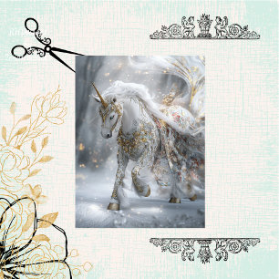 Decoupage Whimsical Majestic Unicorshed geschmückt Seidenpapier