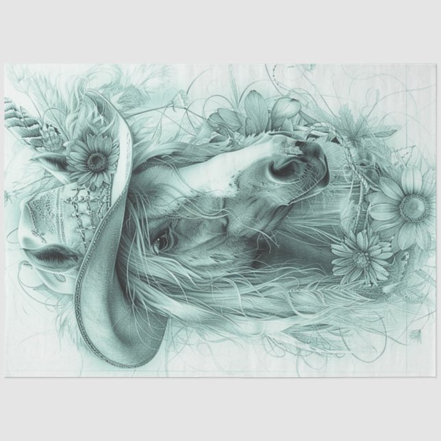 Decoupage Whimsical Monochromatic Horit Portrait Seidenpapier (Vorderseite)