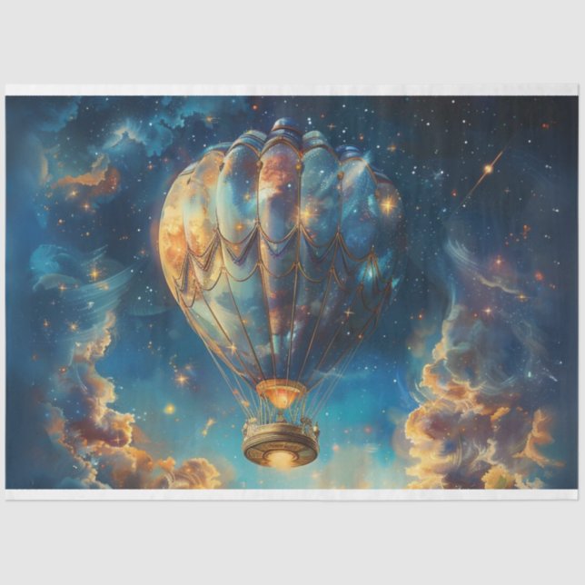 Decoupage Whimsical Night Sky Heißluftballon Seidenpapier (Vorderseite)