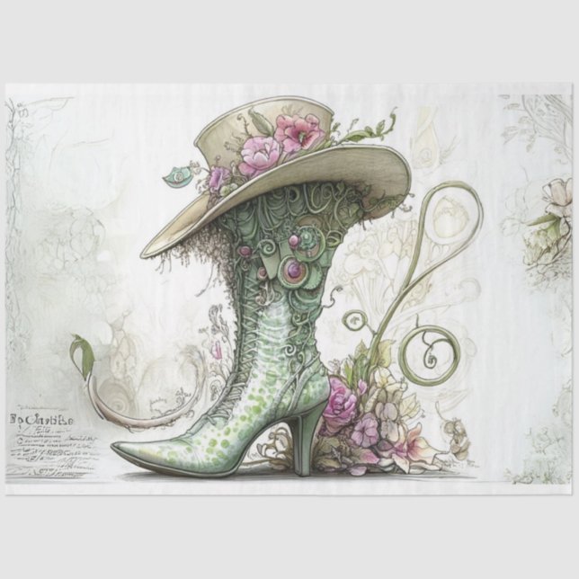 Decoupage Whimsical Scrapbooking Vintager Boot Seidenpapier (Vorderseite)
