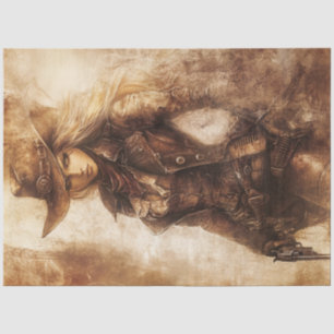 Decoupage Whimsical Sepia Cowgirl Gunslinger Seidenpapier