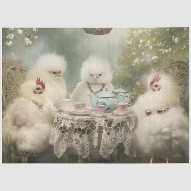 Decoupage Whimsical Silkie Französisch Tee Party Seidenpapier (Vorderseite)