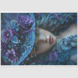 Decoupage Whimsical Southern Bell Lady Aquamarin L Seidenpapier