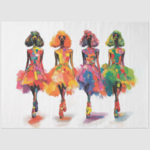Decoupage Whimsical Standard Poodles Fashion Show Seidenpapier