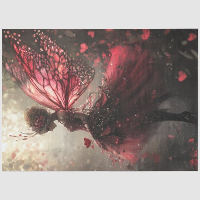 Decoupage Whimsical Valentine Fairy Butterfly Flüg Seidenpapier (Vorderseite)