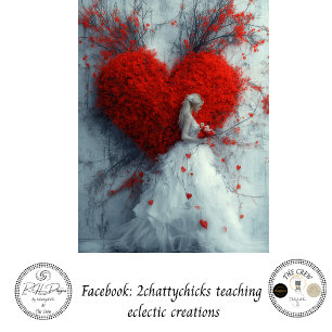 Decoupage Whimsical Valentine Heart & Lady Seidenpapier