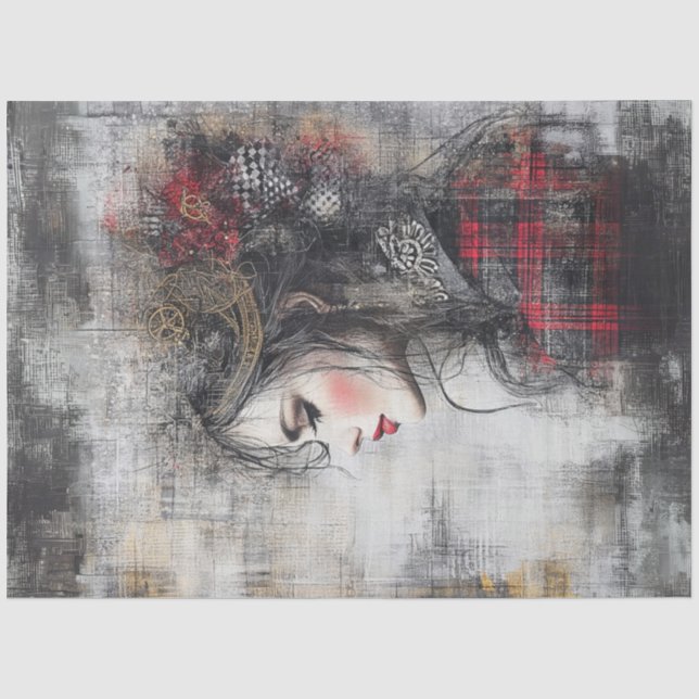 Decoupage Whimsical Valentine Portrait of Lady Seidenpapier (Vorderseite)