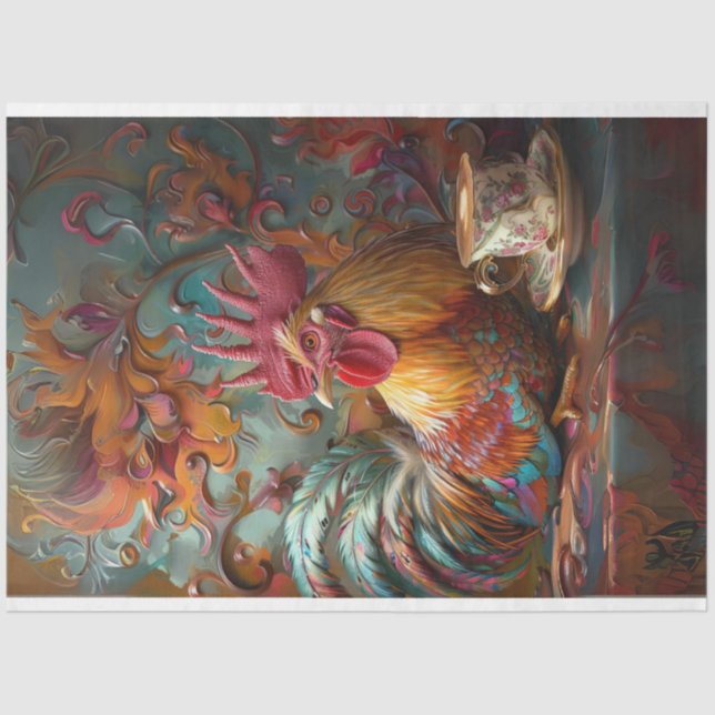 Decoupage Whimsical Verziert Chicken Coffee Break  Seidenpapier (Vorderseite)